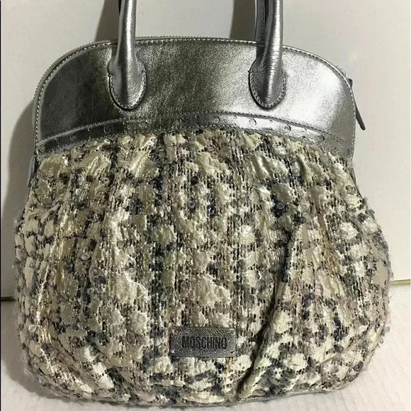 Moschino beige/grey woven satchel handbag - Picture 2 of 14